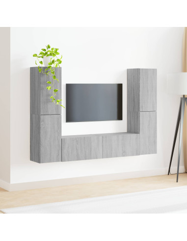 Set mobile TV 6 pcs Grigio Sonoma Legno multistrato