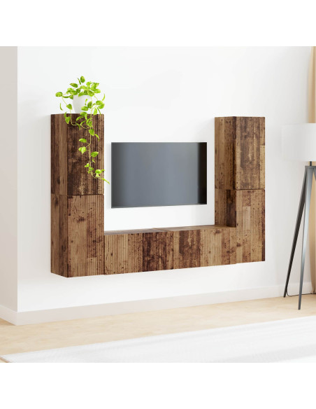 Set mobile TV 6 pcs Legno vecchio Legno multistrato