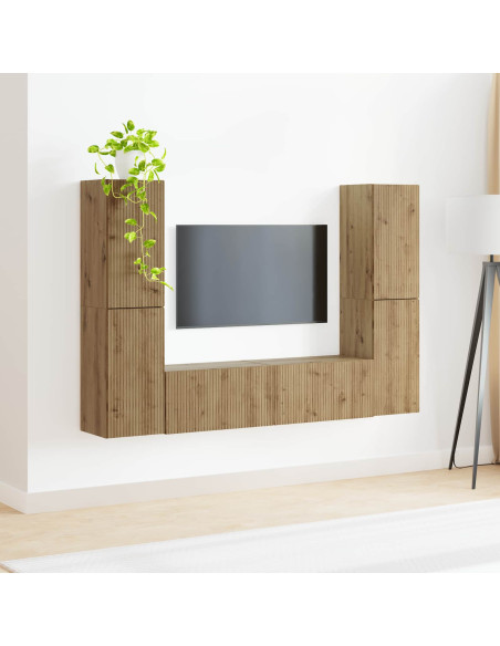 Set mobile TV 6 pcs Rovere artigianale Legno multistrato