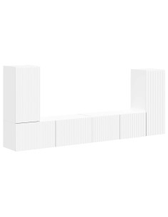 Set mobile TV 4 pcs Bianco Legno multistrato 2