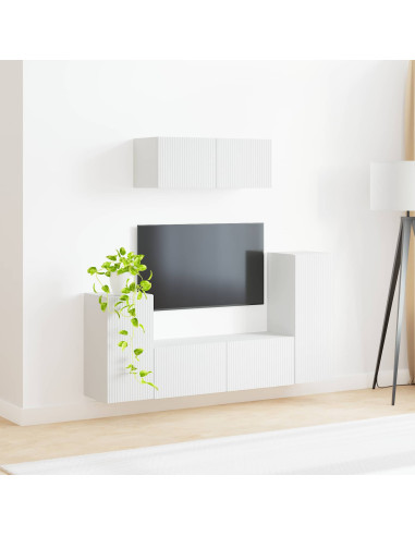 Set mobile TV 4 pcs Bianco Legno multistrato