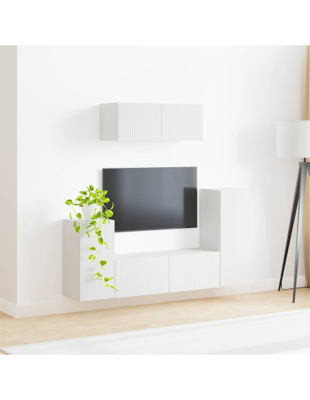 Set mobile TV 4 pcs Bianco Legno multistrato