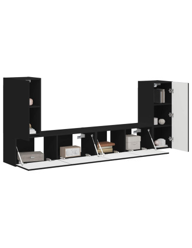 Set mobile TV 4 pcs Nero Legno multistrato