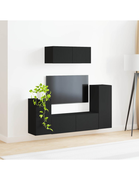 Set mobile TV 4 pcs Nero Legno multistrato