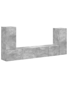 Set mobile TV 4 pcs Grigio cemento Legno multistrato 2