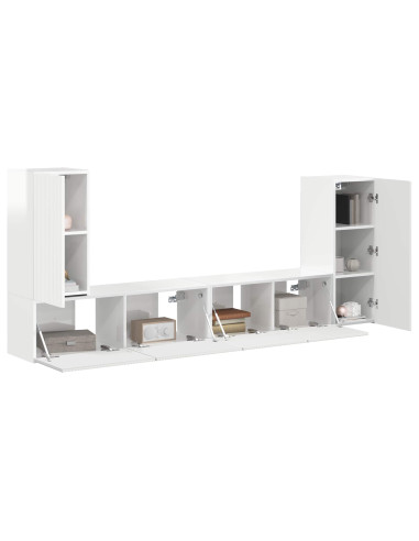 Set mobile TV 4 pcs Bianco Lucido Legno multistrato