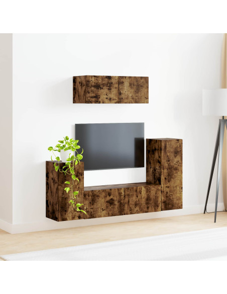 Set mobile TV 4 pcs Rovere fumé Legno multistrato