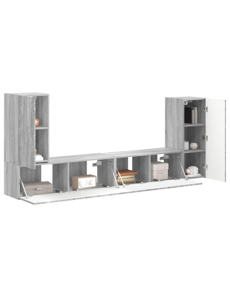 Set mobile TV 4 pcs Grigio Sonoma Legno multistrato