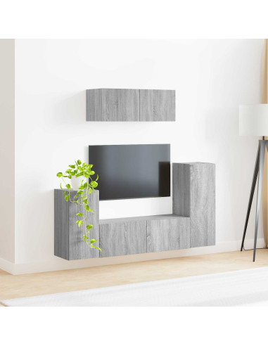 Set mobile TV 4 pcs Grigio Sonoma Legno multistrato