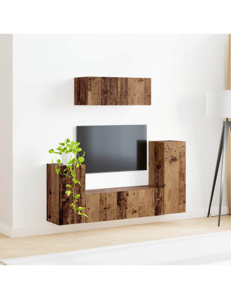 Set mobile TV 4 pcs Legno vecchio Legno multistrato