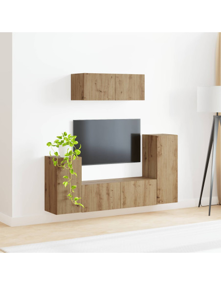 Set mobile TV 4 pcs Rovere artigianale Legno multistrato