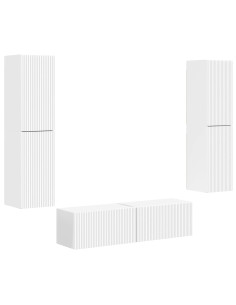 Set mobile TV 6 pcs Bianco Legno multistrato 2