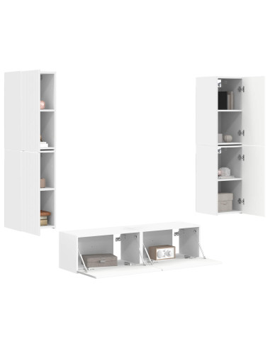 Set mobile TV 6 pcs Bianco Legno multistrato