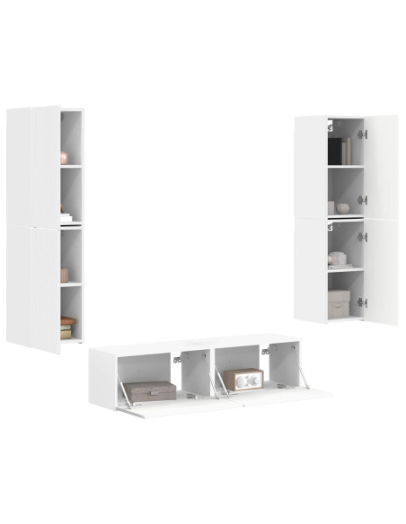 Set mobile TV 6 pcs Bianco Legno multistrato