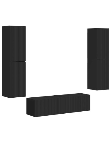 Set mobile TV 6 pcs Nero Legno multistrato