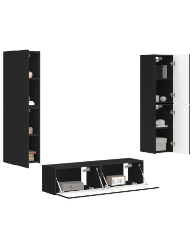 Set mobile TV 6 pcs Nero Legno multistrato