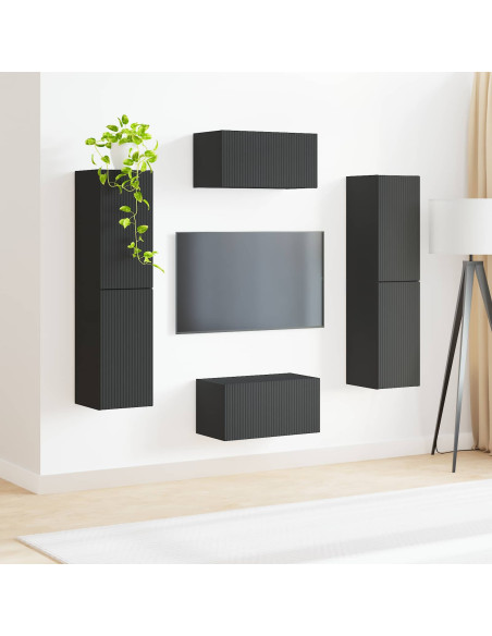 Set mobile TV 6 pcs Nero Legno multistrato