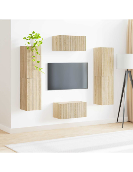 Set mobile TV 6 pcs Rovere Sonoma Legno multistrato