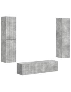 Set mobile TV 6 pcs Grigio cemento Legno multistrato 2