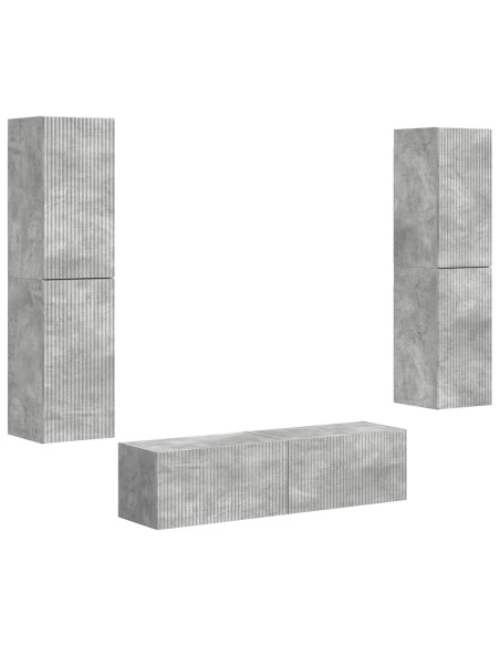 Set mobile TV 6 pcs Grigio cemento Legno multistrato