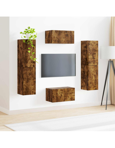 Set mobile TV 6 pcs Rovere fumé Legno multistrato