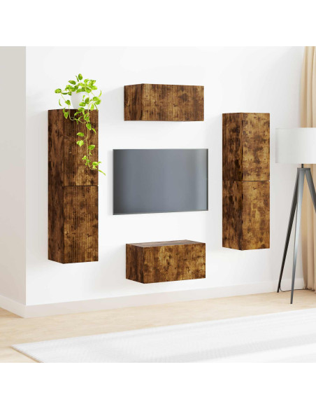 Set mobile TV 6 pcs Rovere fumé Legno multistrato