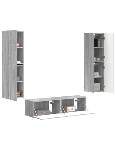 Set mobile TV 6 pcs Grigio Sonoma Legno multistrato