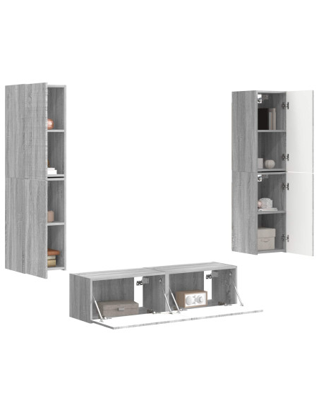 Set mobile TV 6 pcs Grigio Sonoma Legno multistrato