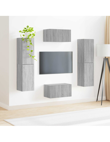 Set mobile TV 6 pcs Grigio Sonoma Legno multistrato