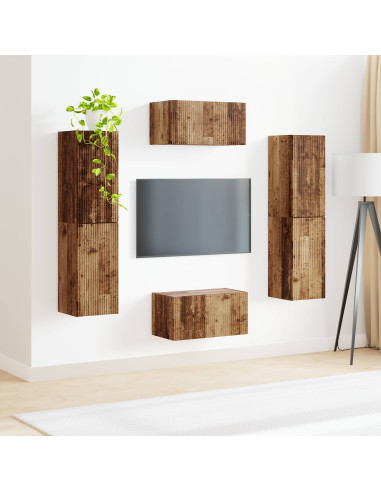 Set mobile TV 6 pcs Legno vecchio Legno multistrato