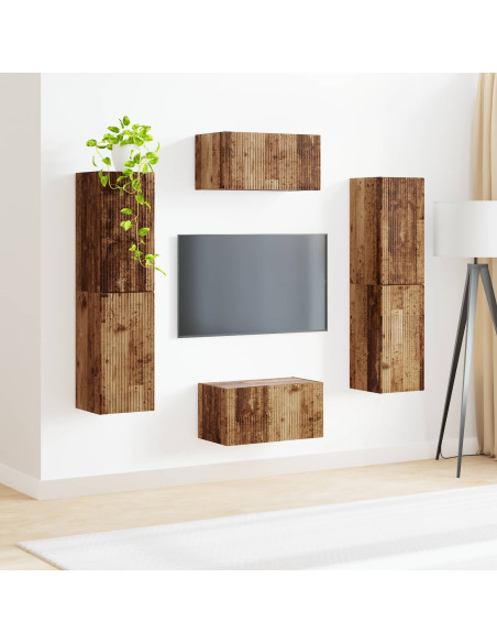 Set mobile TV 6 pcs Legno vecchio Legno multistrato