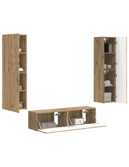 Set mobile TV 6 pcs Rovere artigianale Legno multistrato