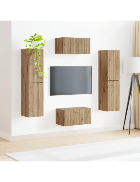 Set mobile TV 6 pcs Rovere artigianale Legno multistrato