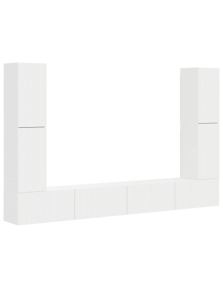 Set mobile TV 8 pcs Bianco Legno multistrato