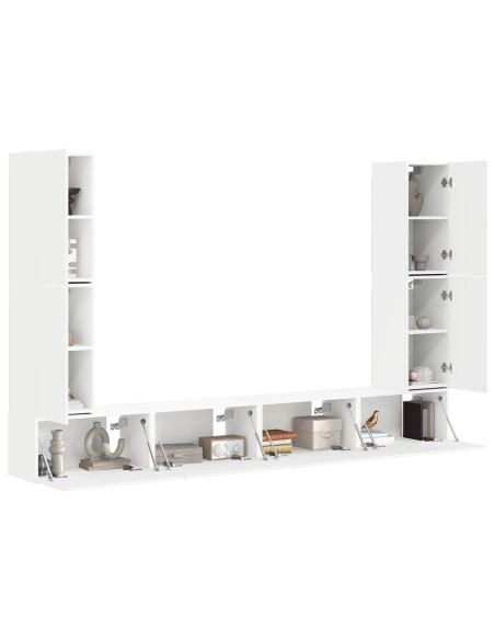 Set mobile TV 8 pcs Bianco Legno multistrato