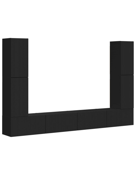 Set mobile TV 8 pcs Nero Legno multistrato