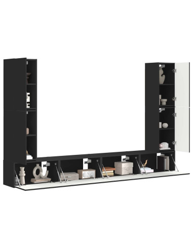 Set mobile TV 8 pcs Nero Legno multistrato