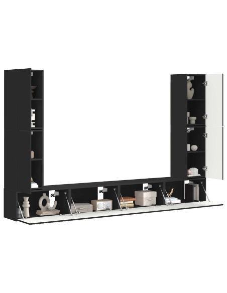 Set mobile TV 8 pcs Nero Legno multistrato