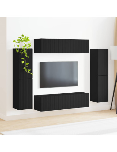 Set mobile TV 8 pcs Nero Legno multistrato