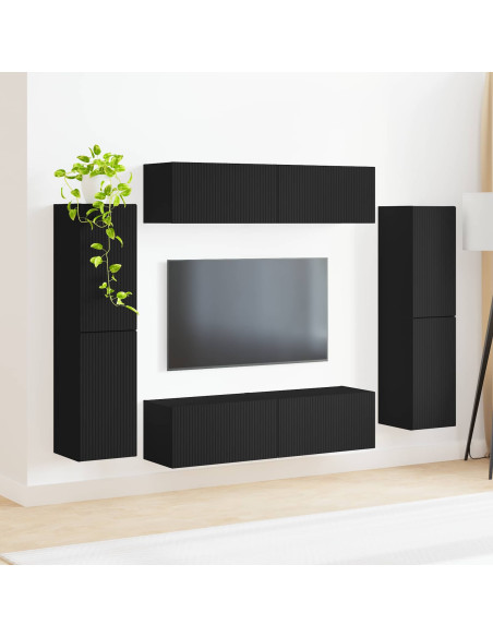 Set mobile TV 8 pcs Nero Legno multistrato