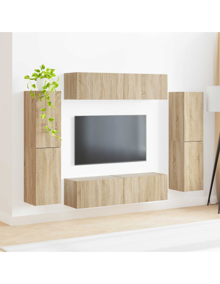 Set mobile TV 8 pcs Rovere Sonoma Legno multistrato