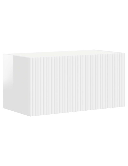 Set mobile TV 8 pcs Bianco Lucido Legno multistrato