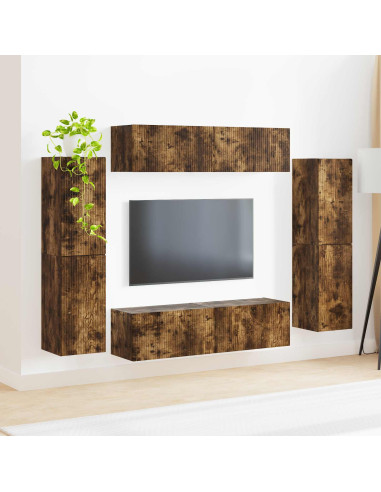 Set mobile TV 8 pcs Rovere fumé Legno multistrato