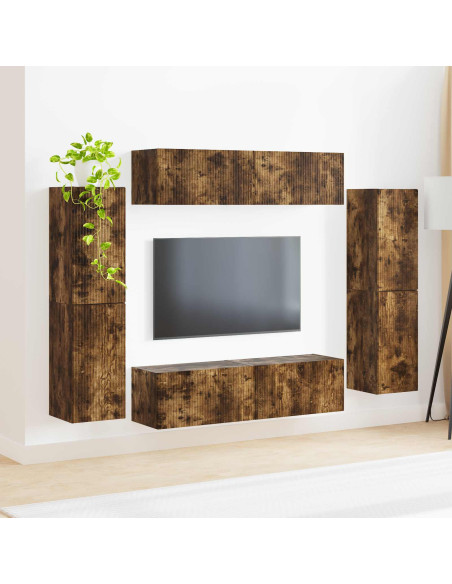 Set mobile TV 8 pcs Rovere fumé Legno multistrato