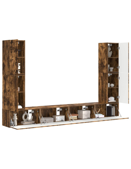 Set mobile TV 8 pcs Rovere fumé Legno multistrato