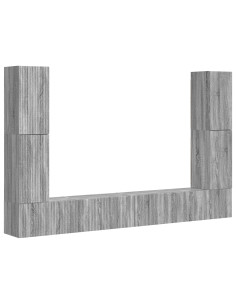 Set mobile TV 8 pcs Grigio Sonoma Legno multistrato 2