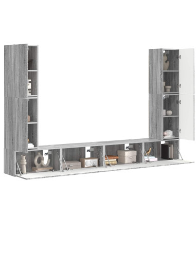 Set mobile TV 8 pcs Grigio Sonoma Legno multistrato