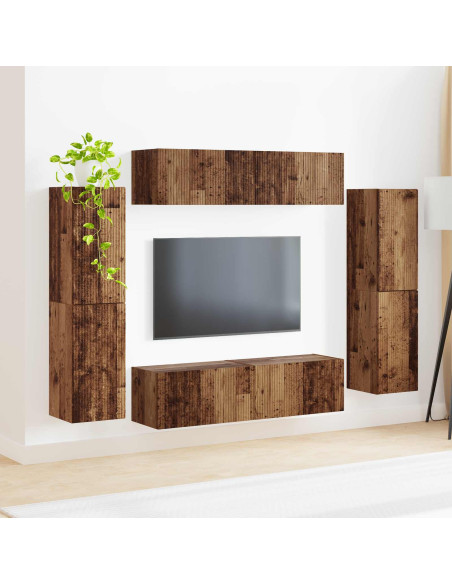 Set mobile TV 8 pcs Legno vecchio Legno multistrato