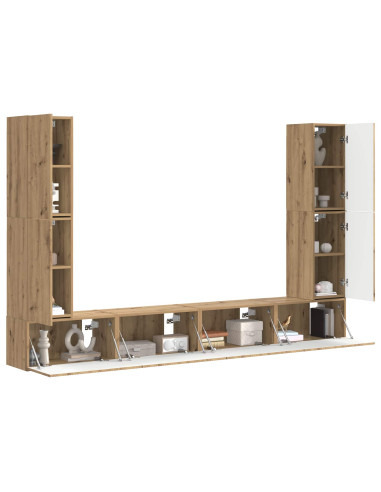 Set mobile TV 8 pcs Rovere artigianale Legno multistrato