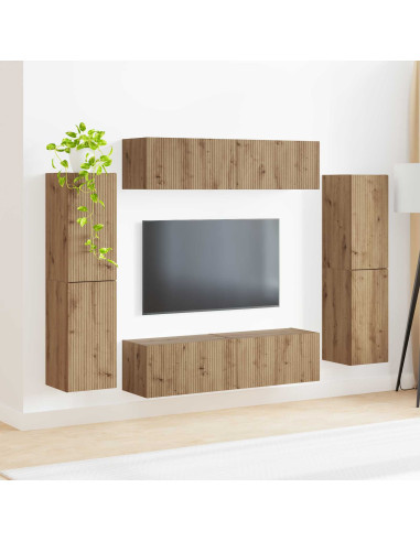 Set mobile TV 8 pcs Rovere artigianale Legno multistrato